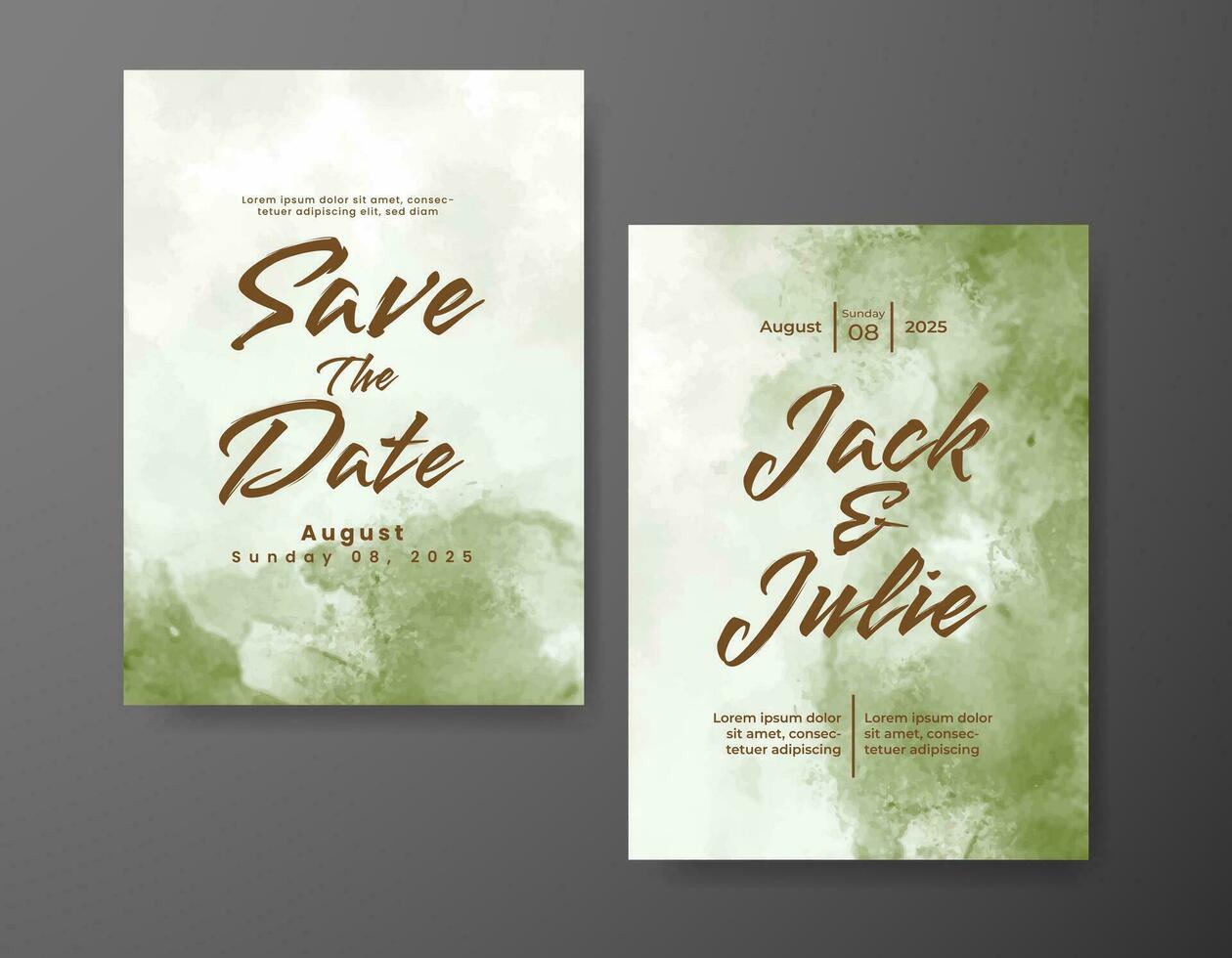 Wedding invitation with abstract watercolor background vector