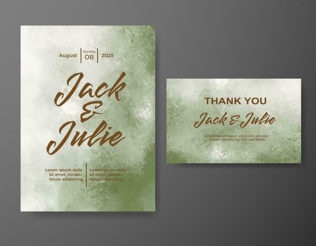 Wedding invitation with abstract watercolor background vector