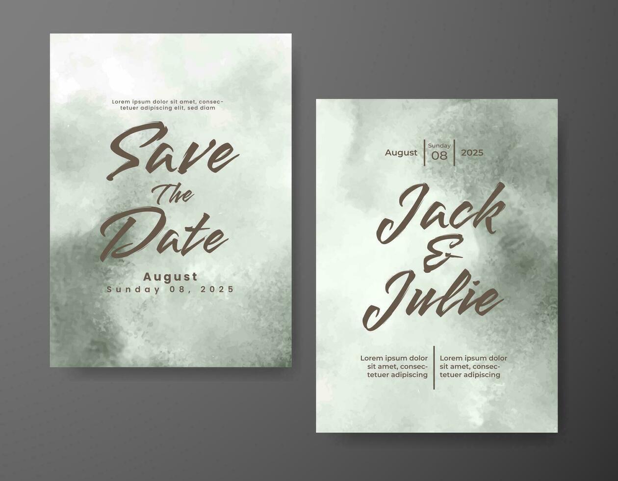 Wedding invitation with abstract watercolor background vector