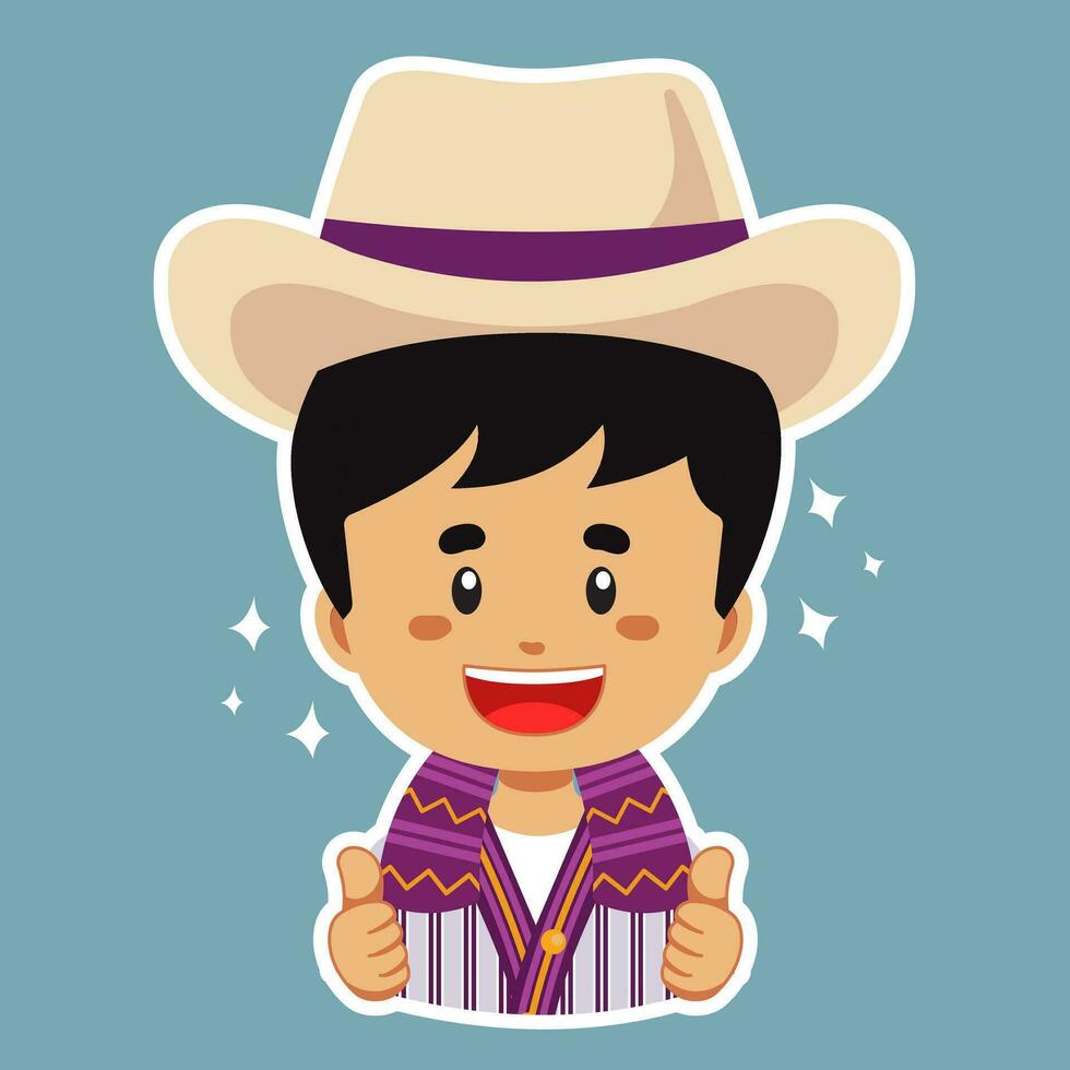Happy Guatemala Character Sticker vector