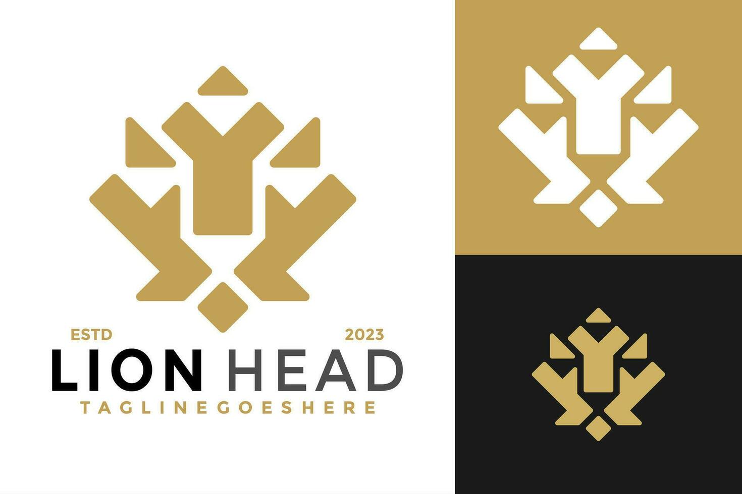 Lion Head Elegant Logo design vector symbol icon illustration
