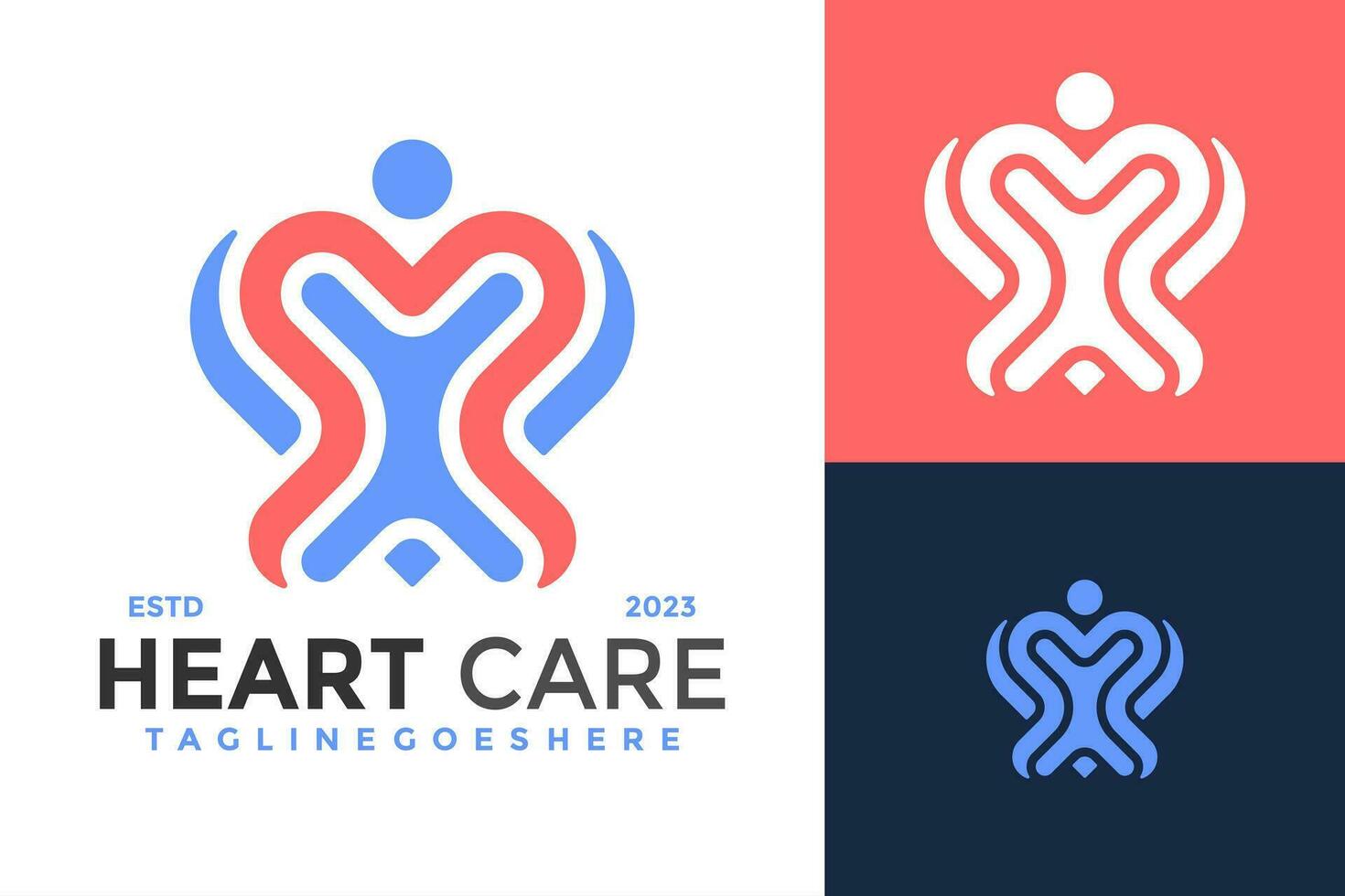 Heart care medical Logo design vector symbol icon illustration