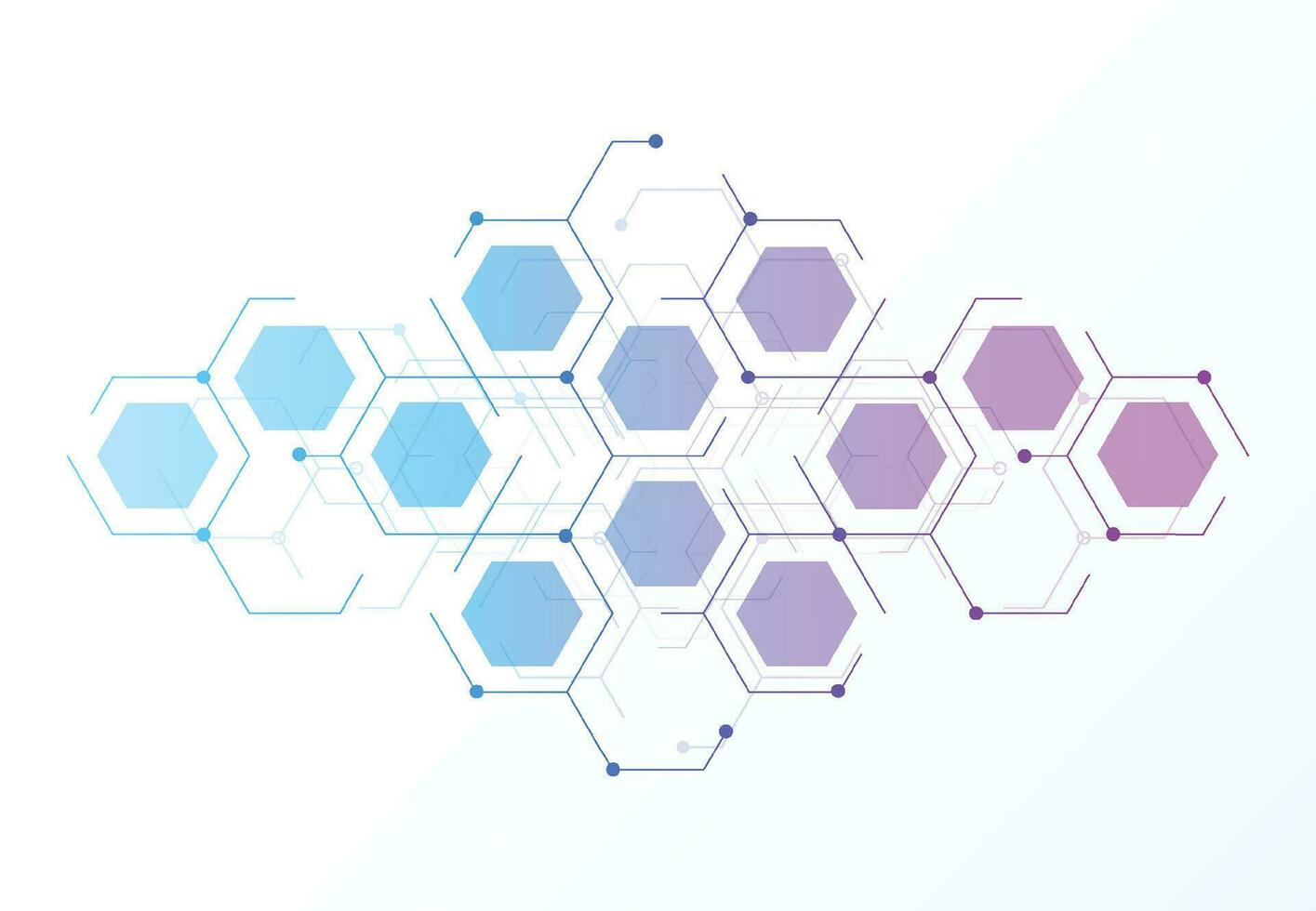 Abstract hexagonal molecular structures in technology background and science style. Medical design. Vector illustration