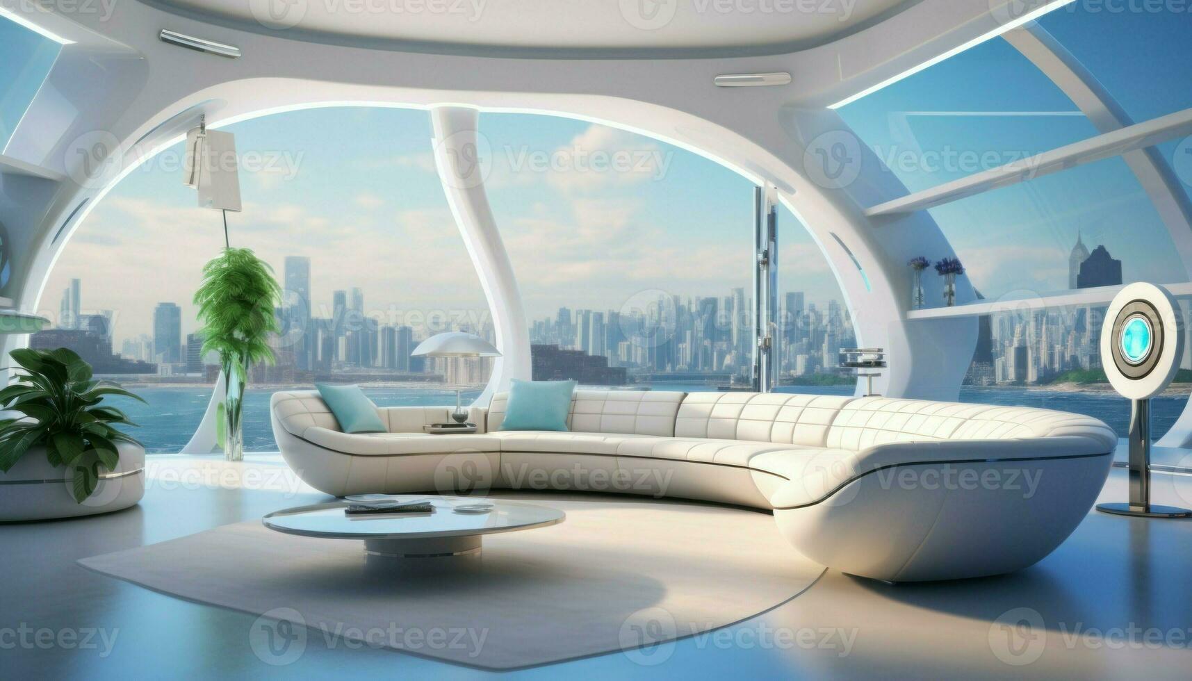 modern futurism living room AI Generated photo