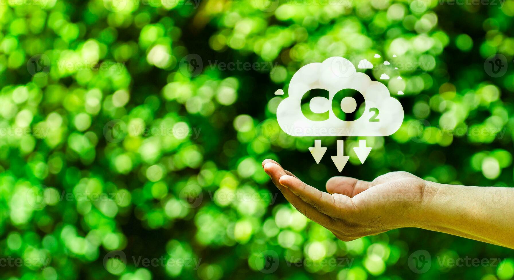 Reduce Co2 Emissions concepts, Global Warming, and Climate Change Energy Conservation, Sustainable Development, Earth Day. Long-term sustainability and societal impact, No toxic gases photo