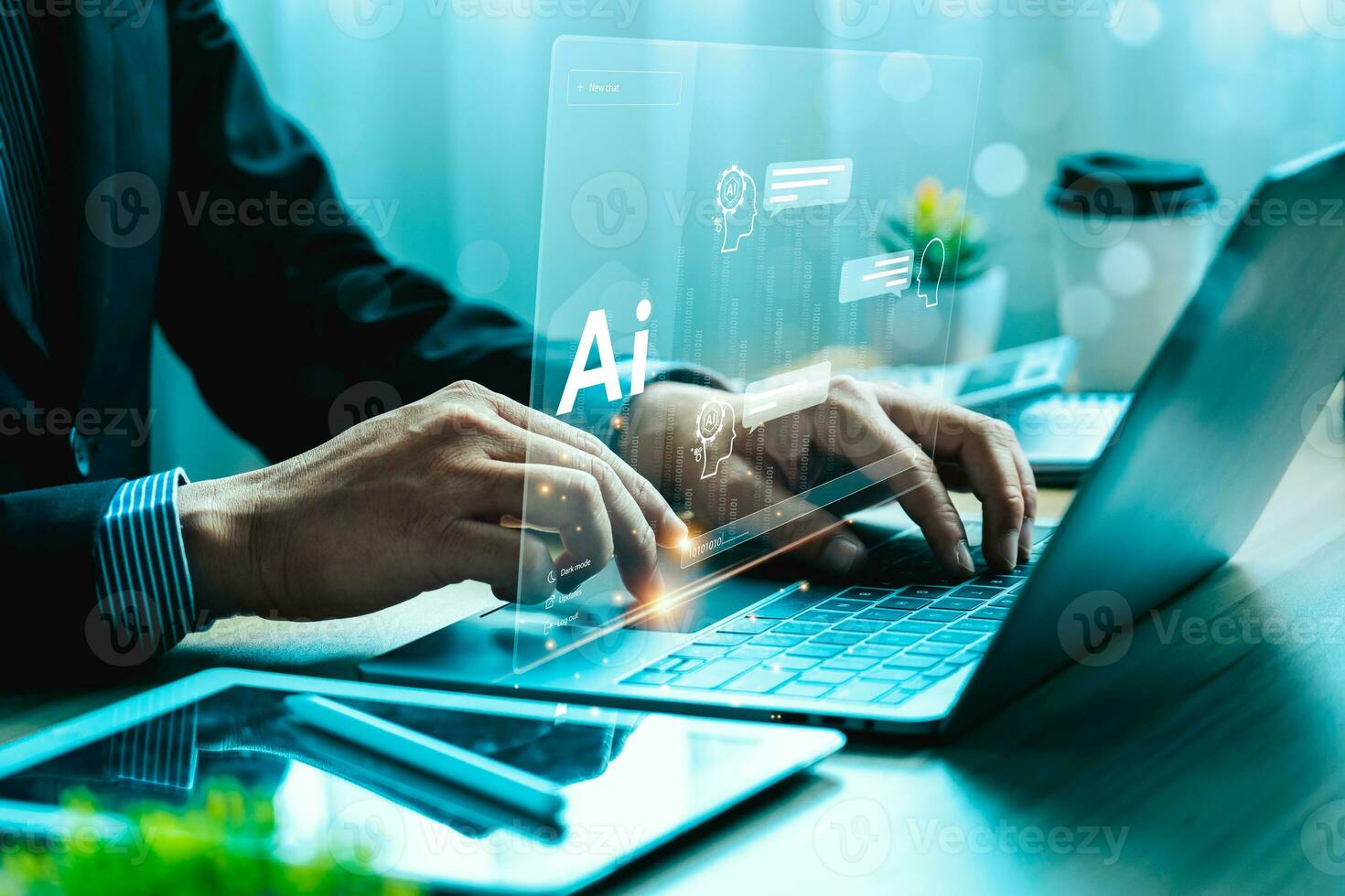 AI tech enhances businesses by processing data, improving decision-making, developing innovative products, automating processes, and boosting competitiveness. future technology photo