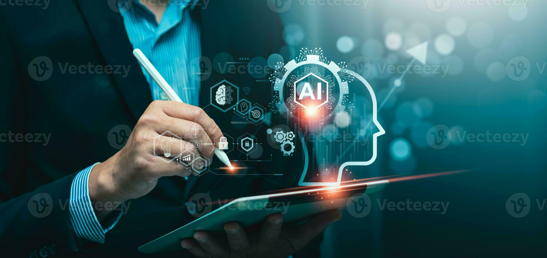 AI tech enhances businesses by processing data, improving decision-making, developing innovative products, automating processes, and boosting competitiveness. future technology photo