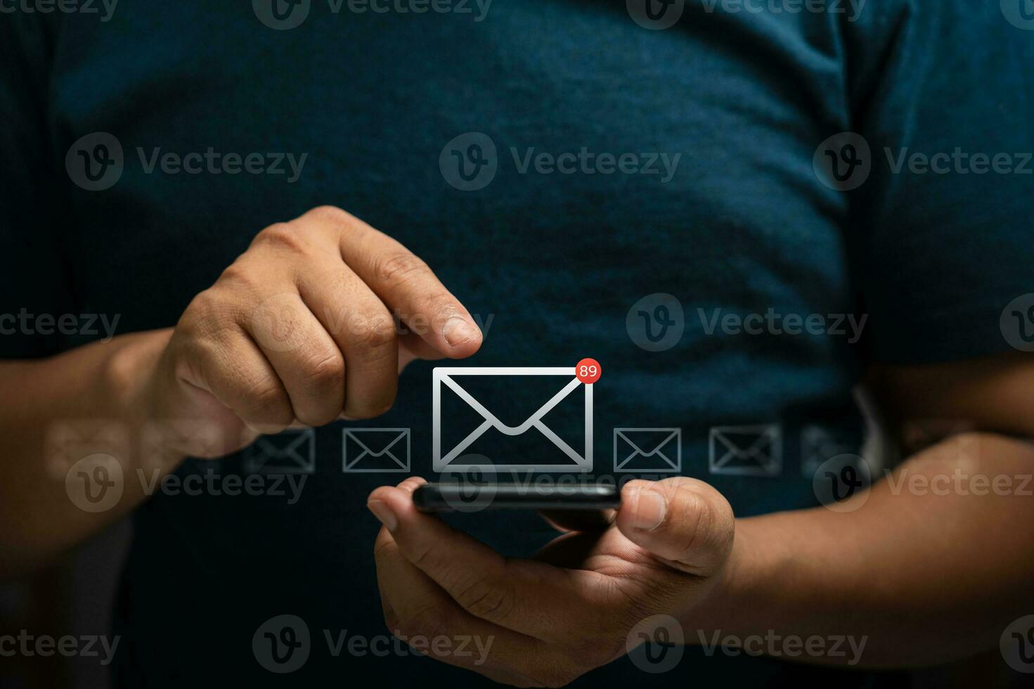 Email marketing concept, Business people use email to promote products or services. online marketing strategy that reach target customers, email newsletter, checking message box, information online. photo