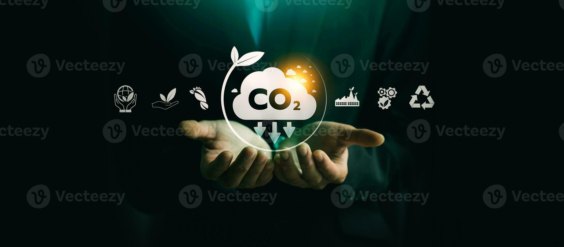 reducir co2 emisiones conceptos, global calentamiento, y clima cambio energía conservación, sostenible desarrollo, tierra día. a largo plazo sustentabilidad y societal impacto, No tóxico gases foto