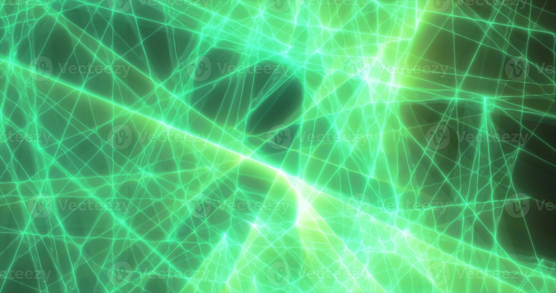 Abstract green energy lines triangles magical bright glowing futuristic hi-tech background photo