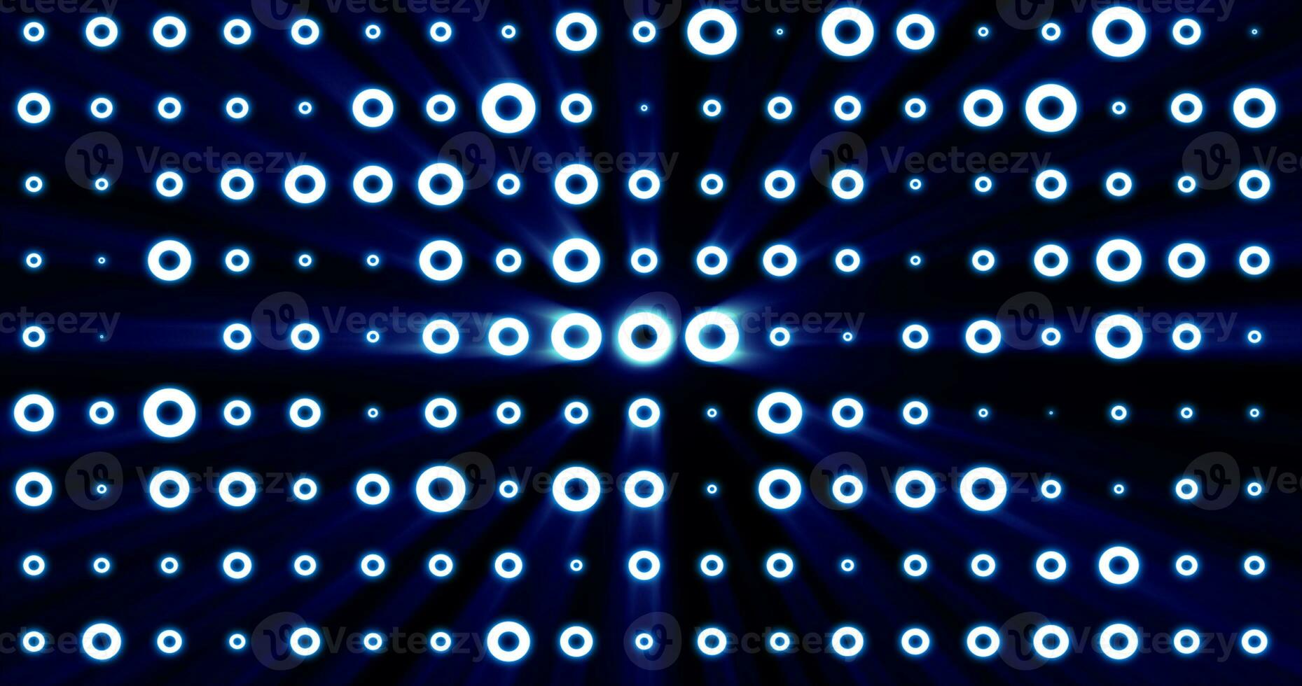 Abstract background of bright blue glowing light bulbs from circles and dots of energy magic disco wall photo