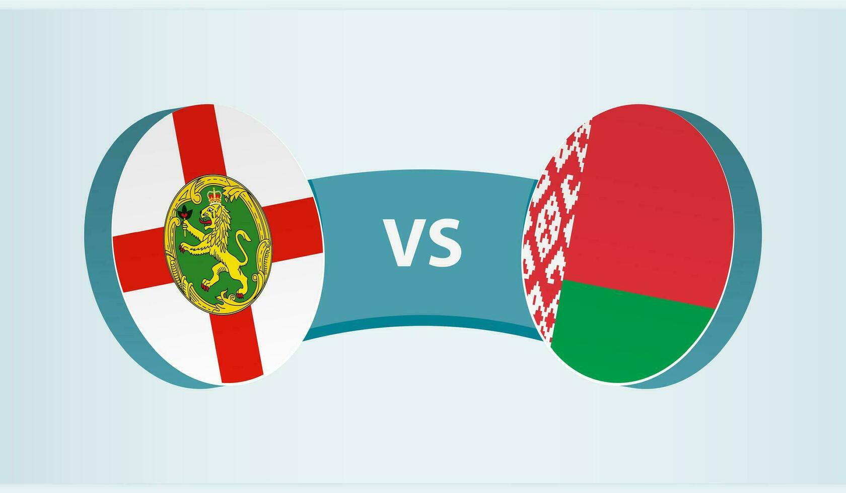 Alderney versus bielorrusia, equipo Deportes competencia concepto. vector