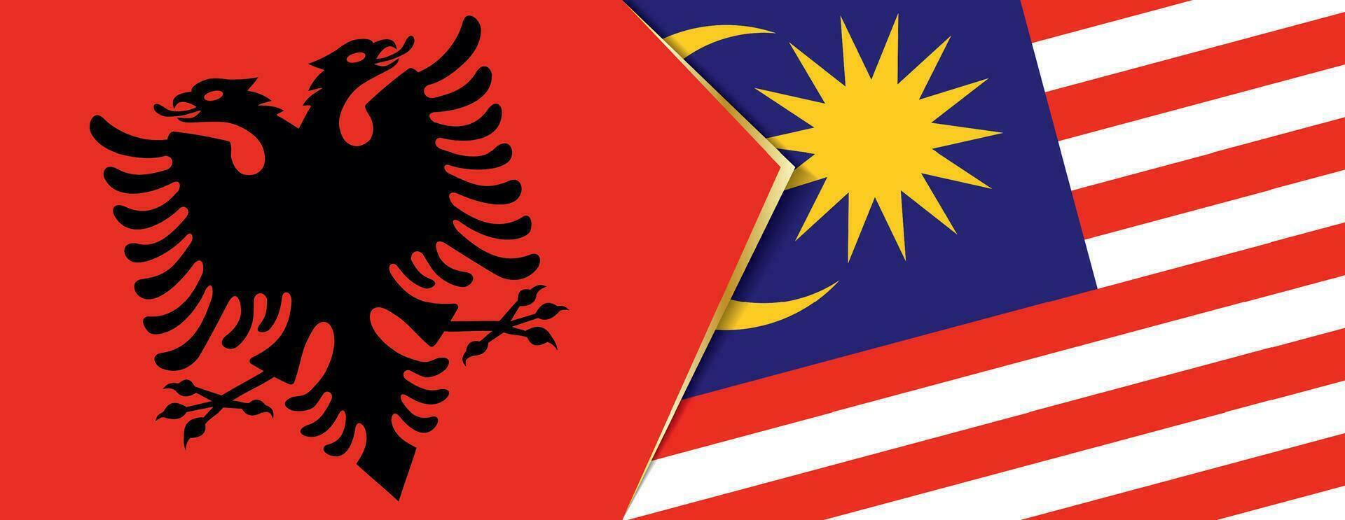 Albania and Malaysia flags, two vector flags.