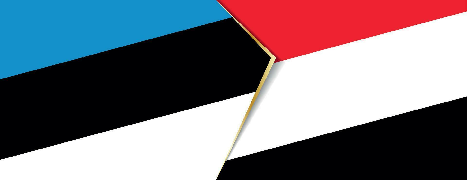Estonia and Yemen flags, two vector flags.