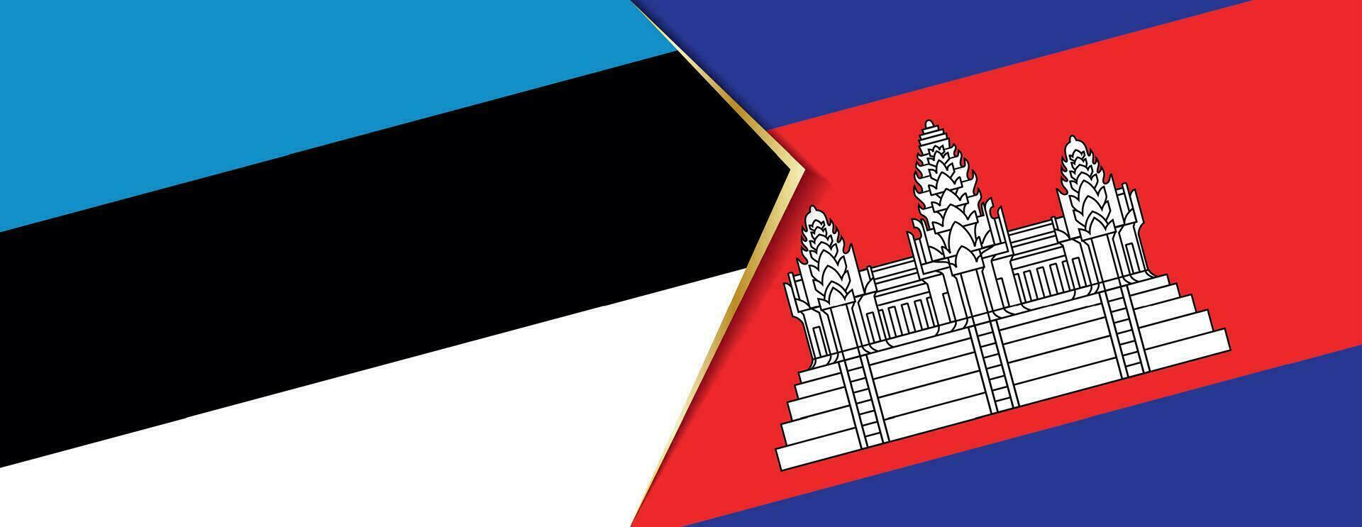 Estonia and Cambodia flags, two vector flags.