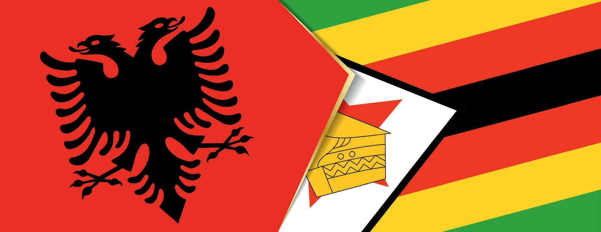 Albania y Zimbabue banderas, dos vector banderas