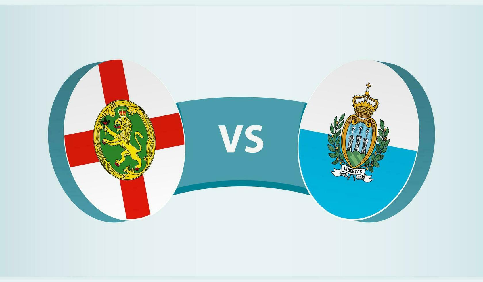 Alderney versus san marino, equipo Deportes competencia concepto. vector