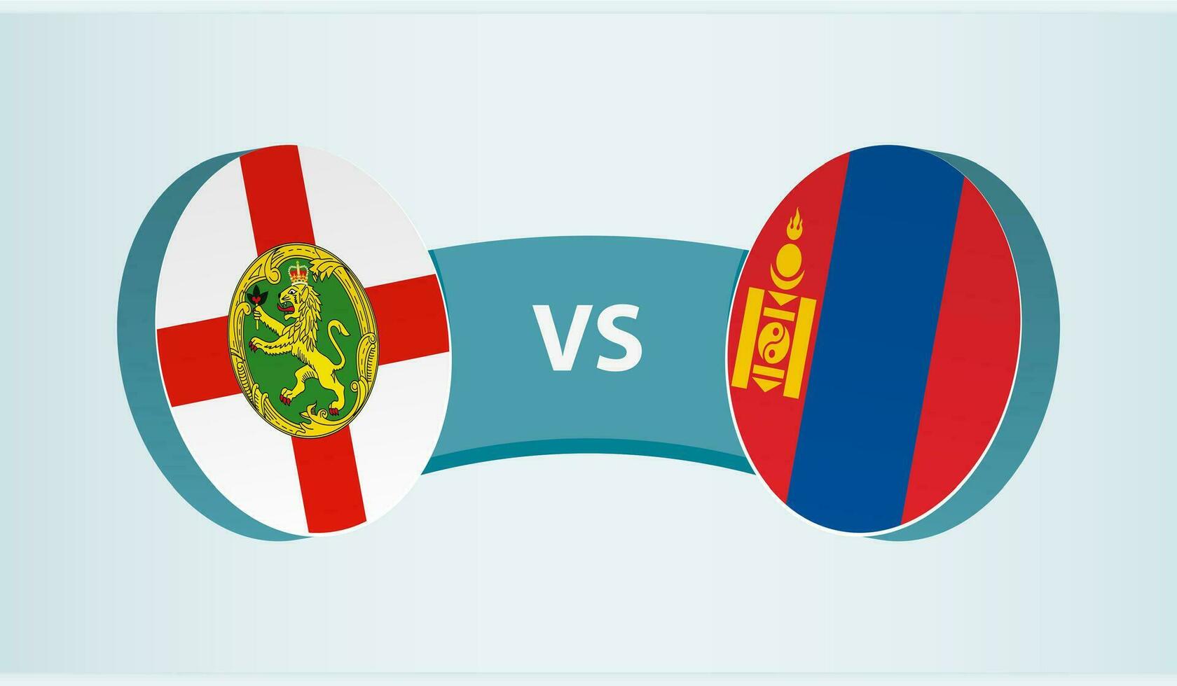 Alderney versus Mongolia, team sports competition concept. vector