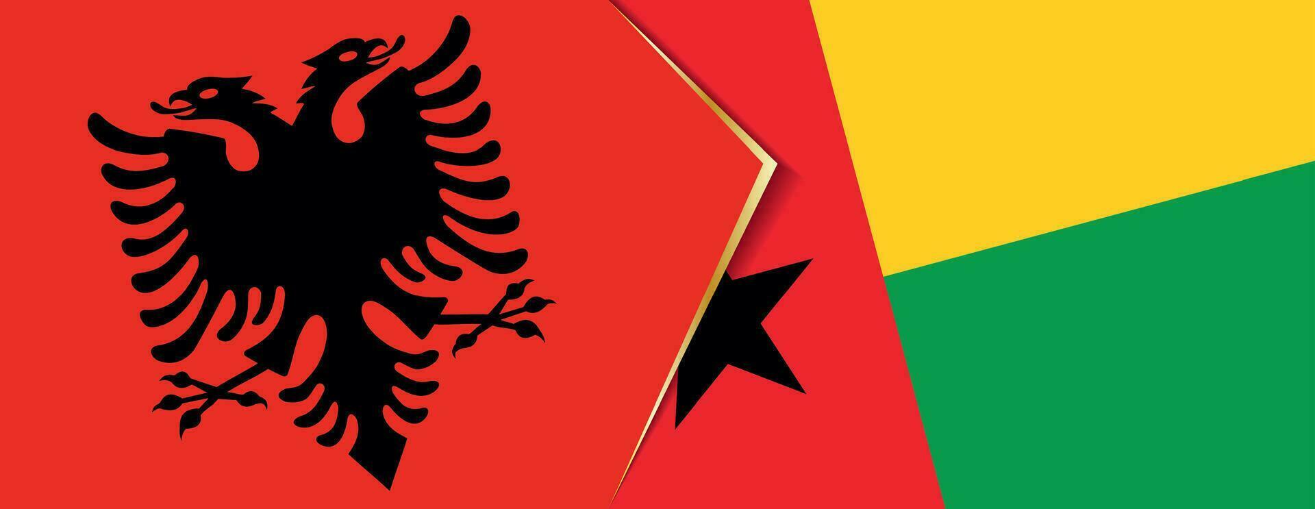 Albania and Guinea-Bissau flags, two vector flags.