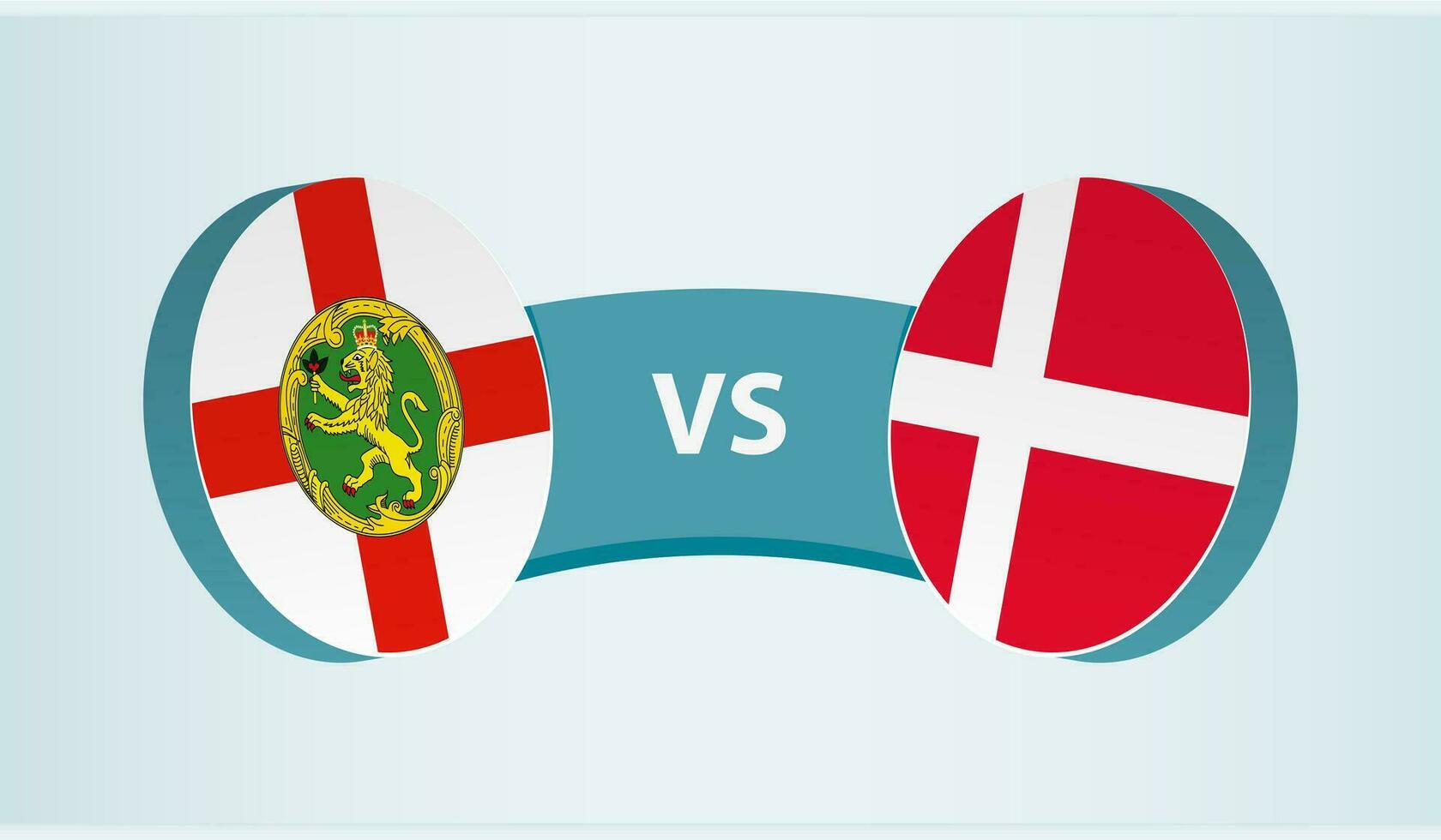 Alderney versus Denmark, team sports competition concept. vector