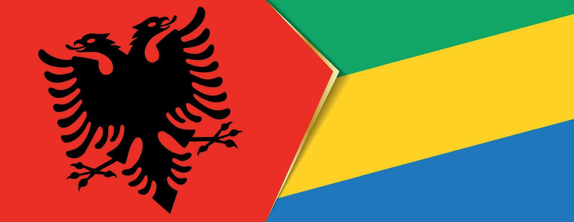 Albania y Gabón banderas, dos vector banderas