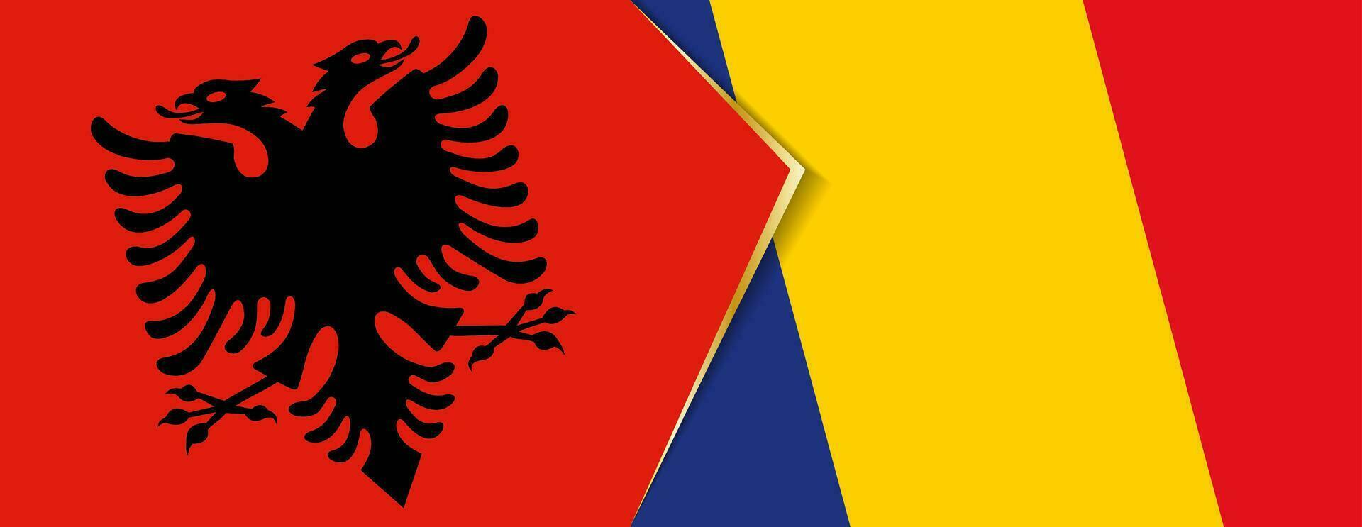 Albania y Rumania banderas, dos vector banderas