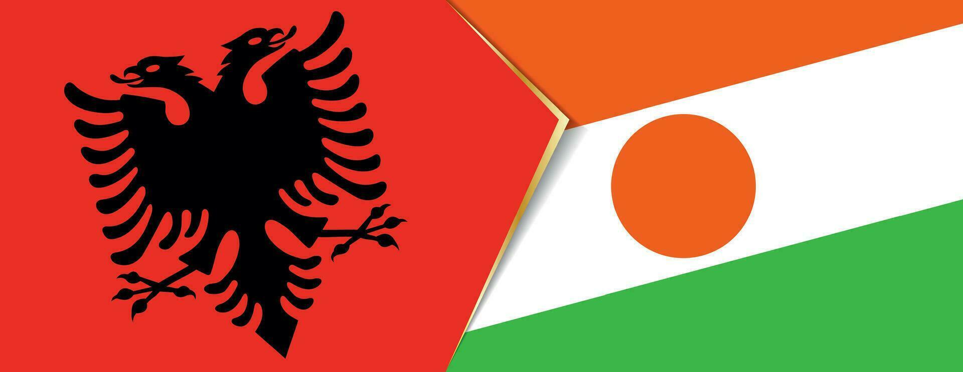 Albania y Níger banderas, dos vector banderas