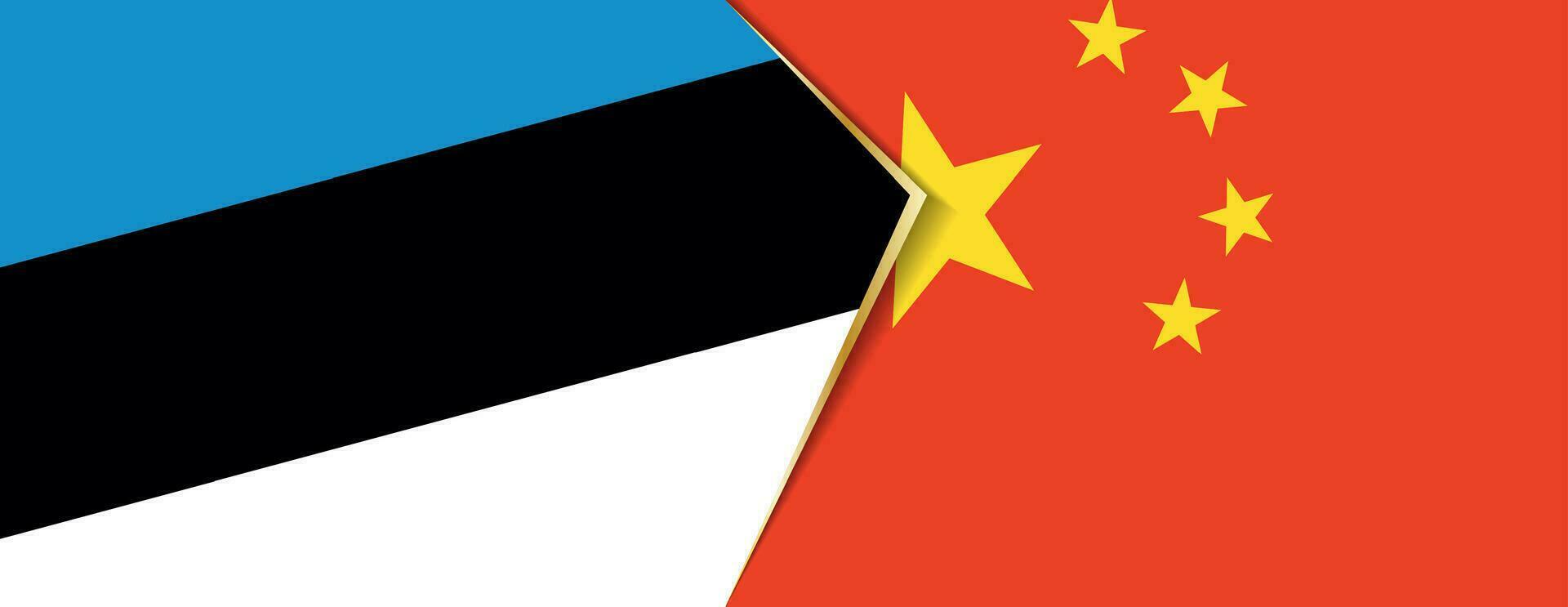 Estonia and China flags, two vector flags.