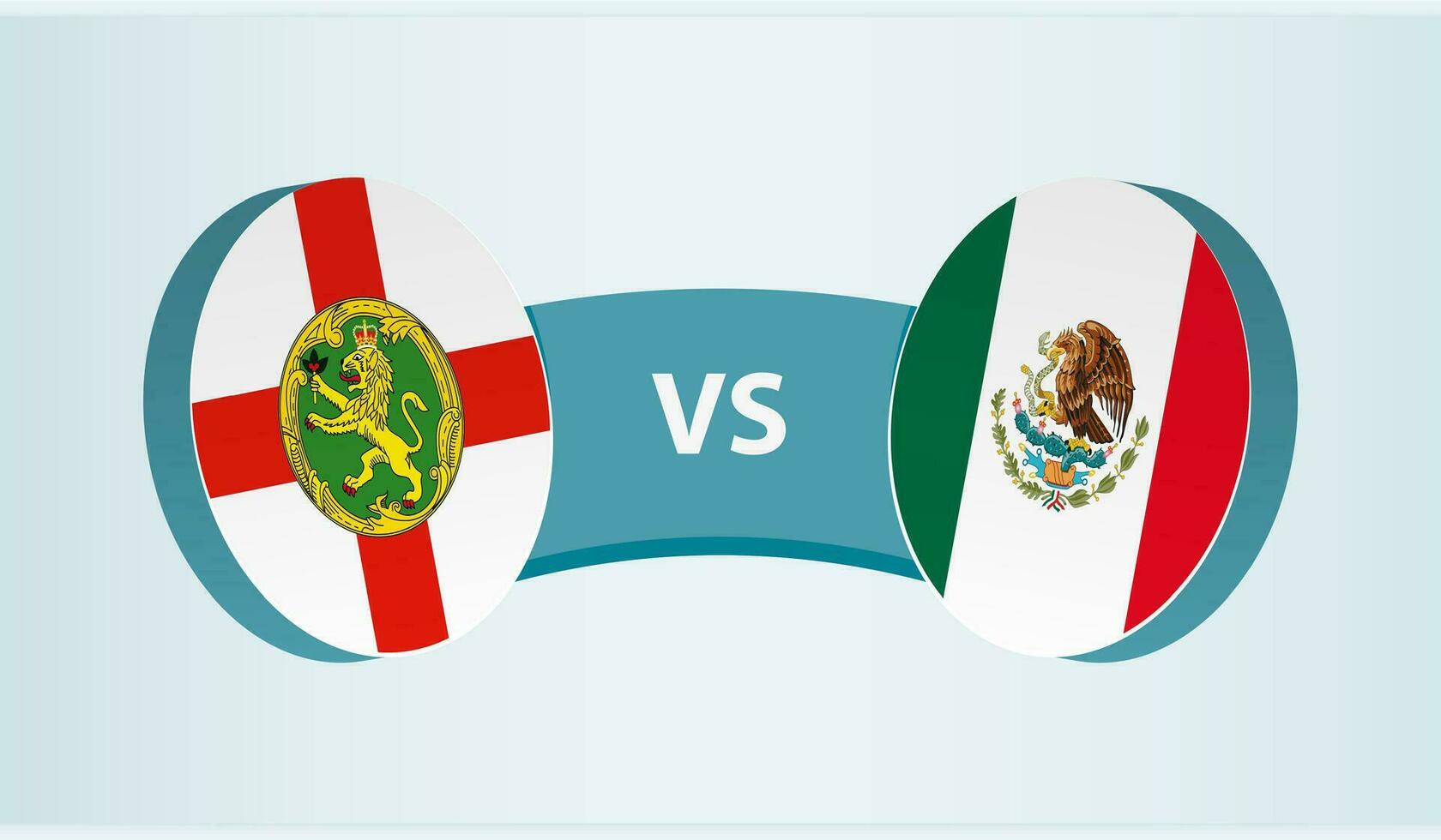 Alderney versus México, equipo Deportes competencia concepto. vector