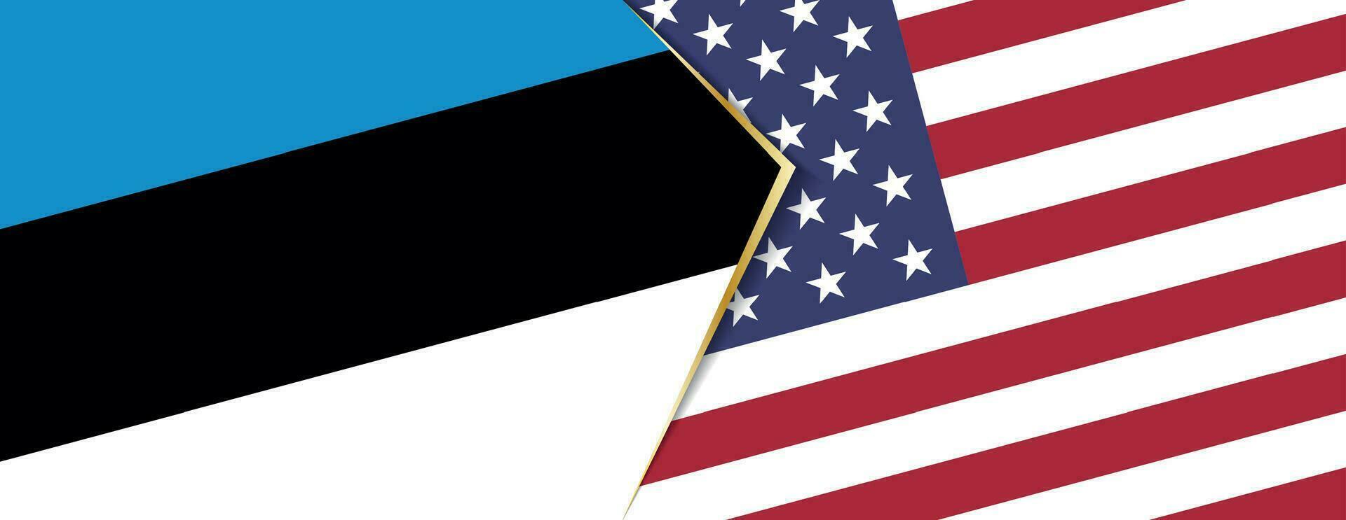 Estonia and United States flags, two vector flags.