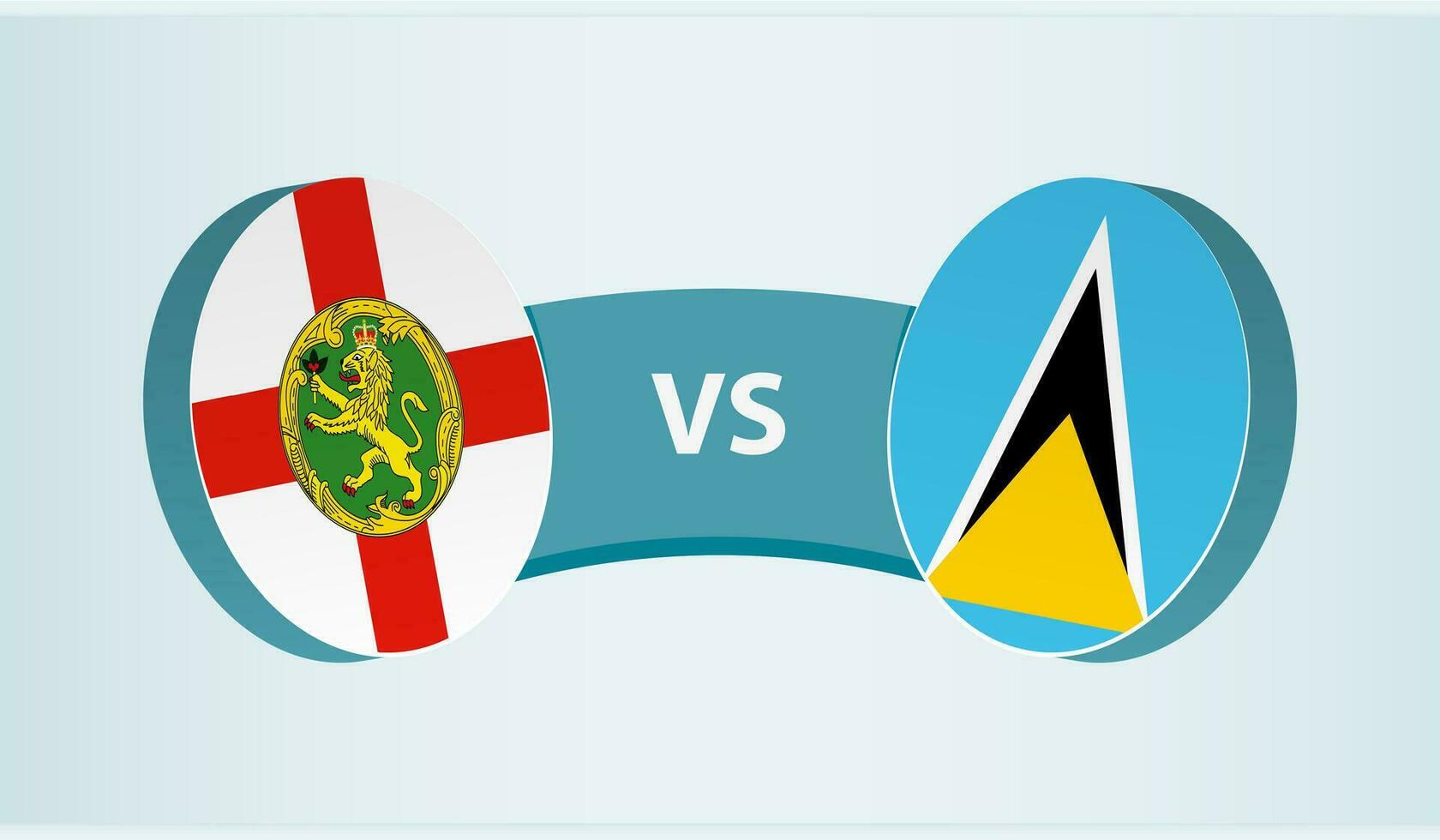 Alderney versus Saint Lucia, team sports competition concept. vector