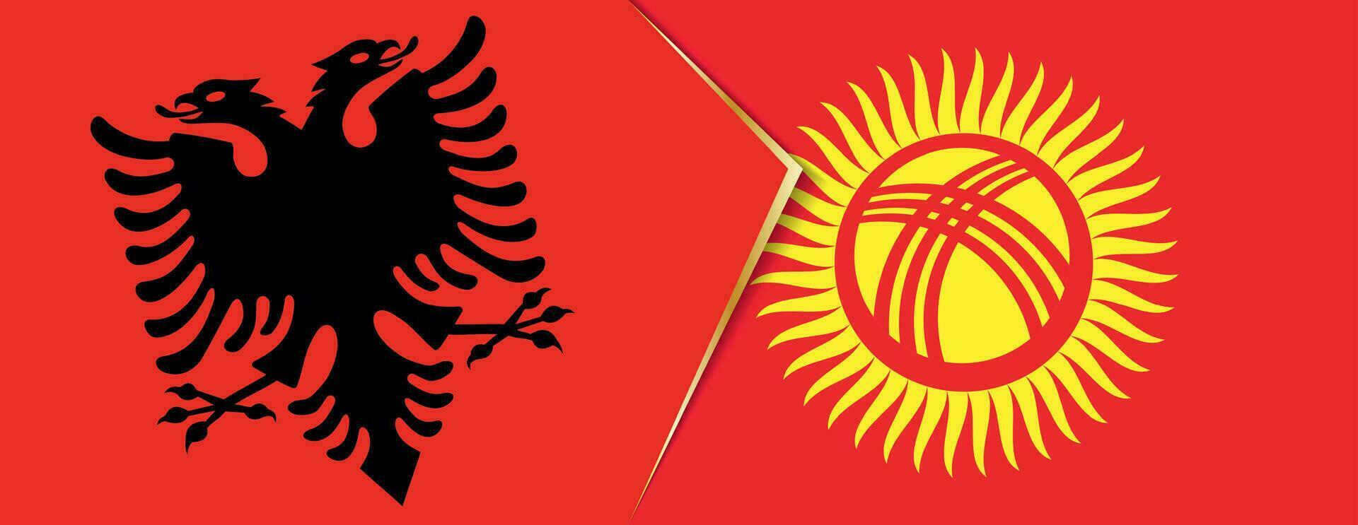 Albania and Kyrgyzstan flags, two vector flags.