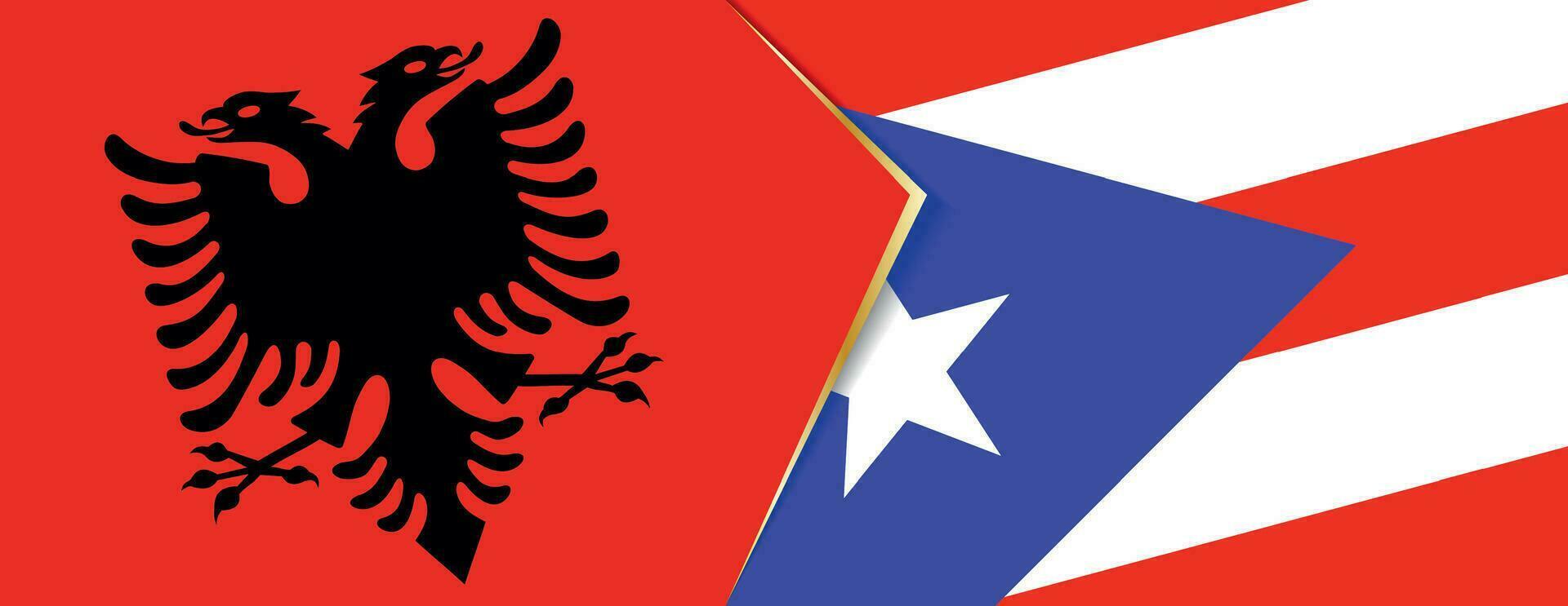 Albania and Puerto Rico flags, two vector flags.