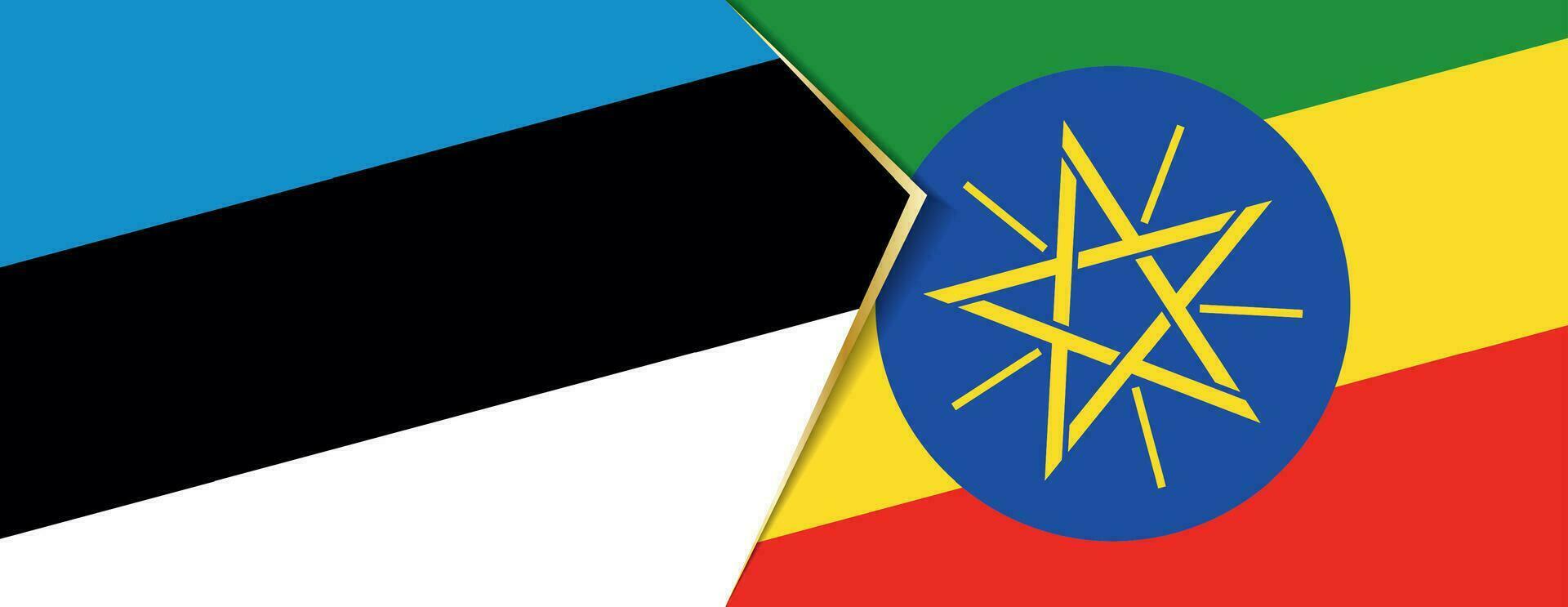 Estonia and Ethiopia flags, two vector flags.