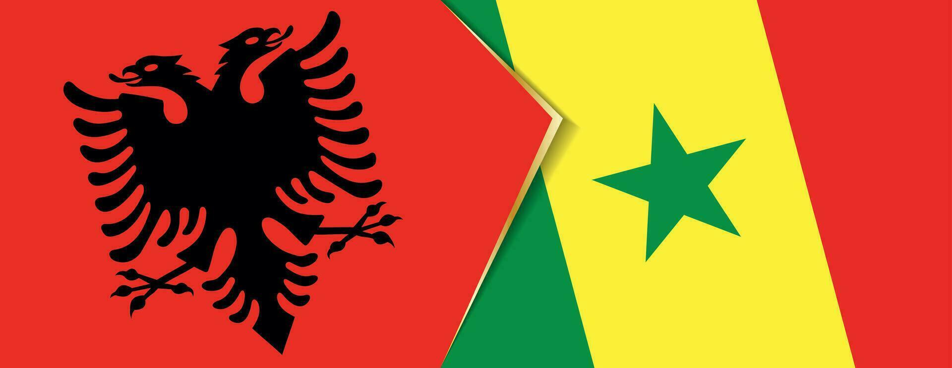 Albania and Senegal flags, two vector flags.