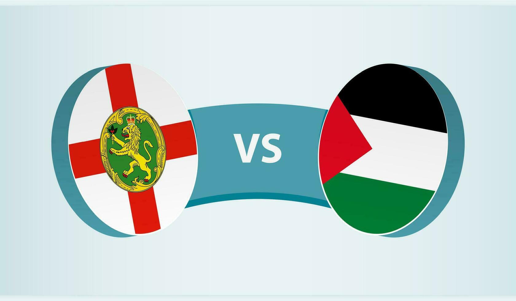 Alderney versus Palestine, team sports competition concept. vector