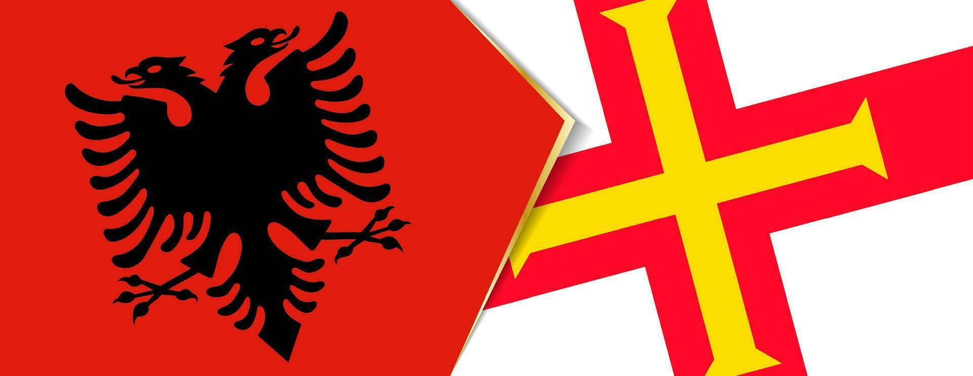 Albania and Guernsey flags, two vector flags.