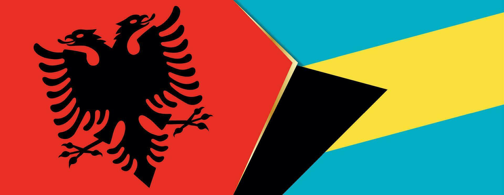 Albania and The Bahamas flags, two vector flags.