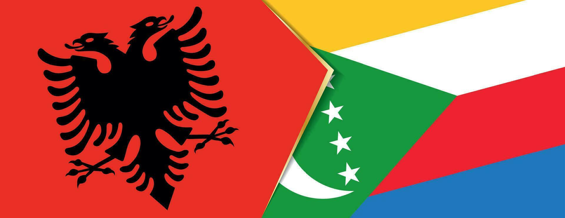 Albania and Comoros flags, two vector flags.