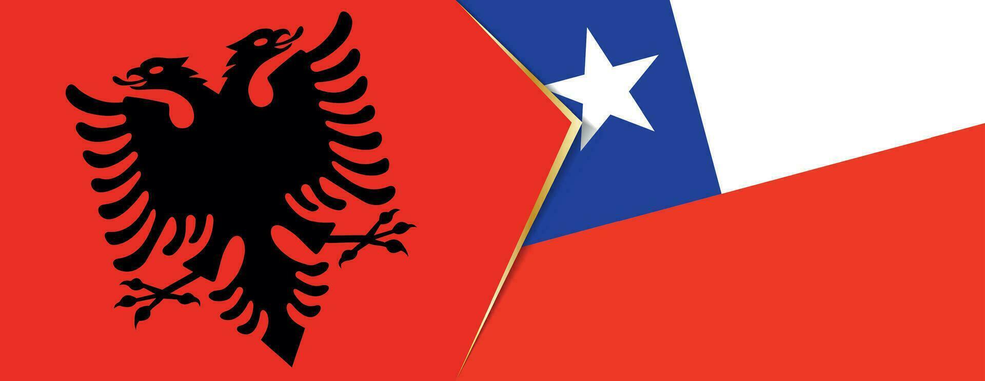 Albania and Chile flags, two vector flags.