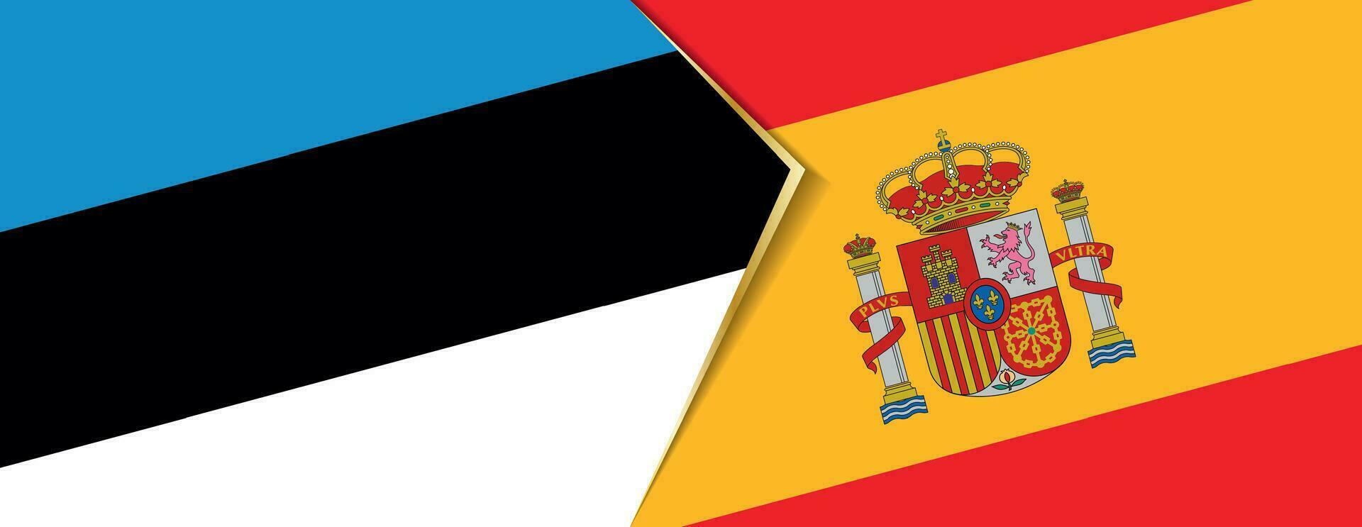 Estonia and Spain flags, two vector flags.