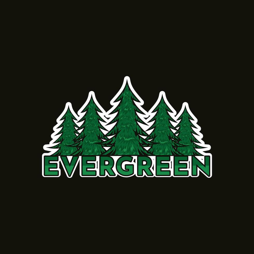 Tree evergreen logo design vector art vintage style