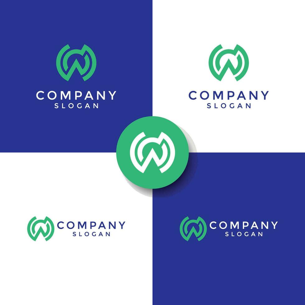 Initial letter WO or OW monogram logo vector