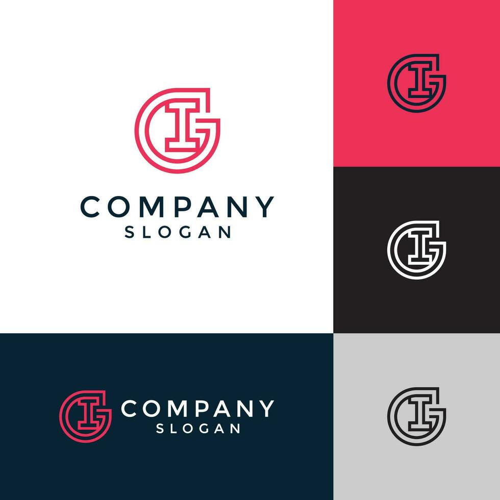 Letter GI or IG logo vector