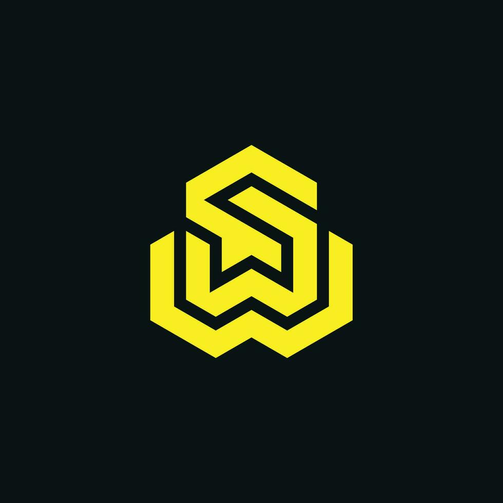 Modern initial letter SW or WS monogram logo vector