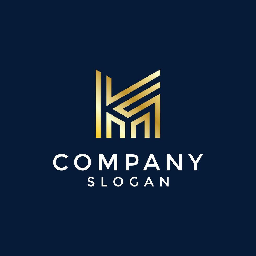 Modern and luxury initial letter KM or MK monogram logo vector