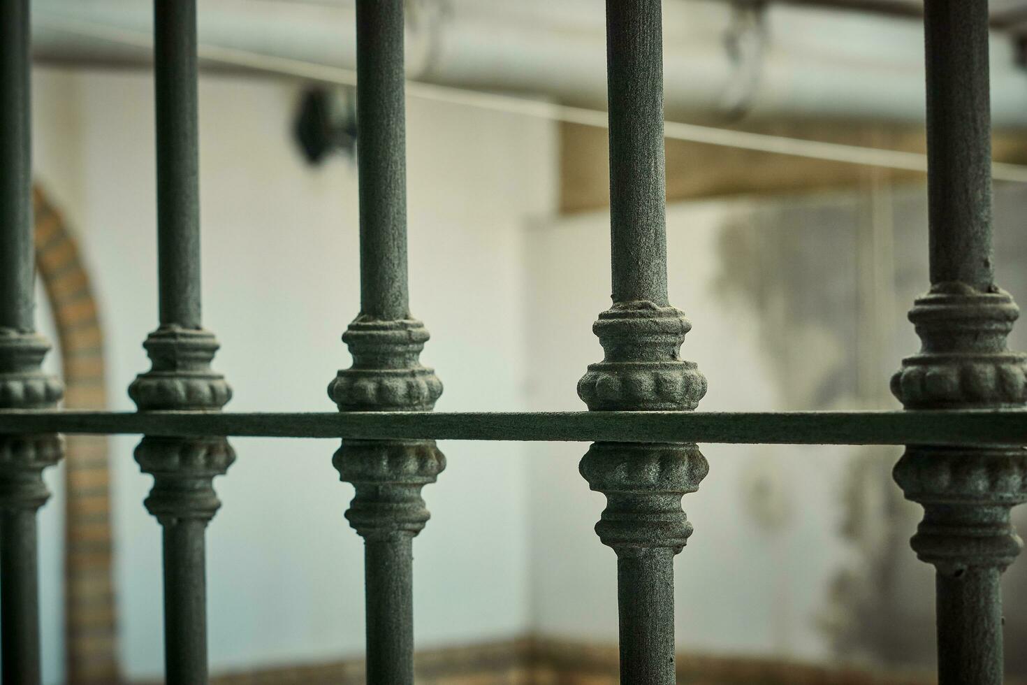 Ironwork entrance. Spanish grille photo