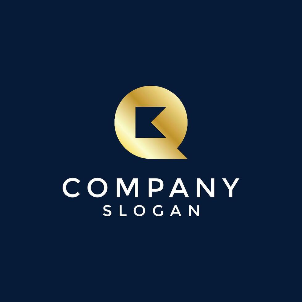 Modern and luxury initial letter KQ or QK monogram logo vector