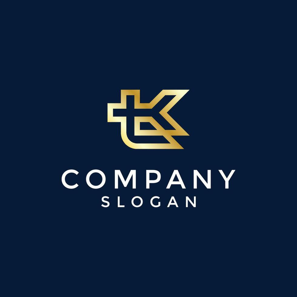 Modern and luxury initial letter KT or TK monogram logo vector