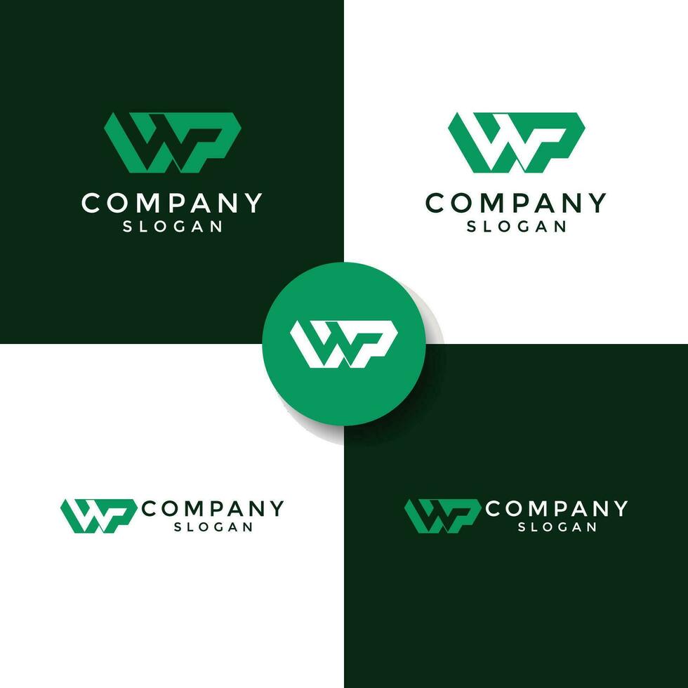 Initial letter WP or PW monogram logo vector